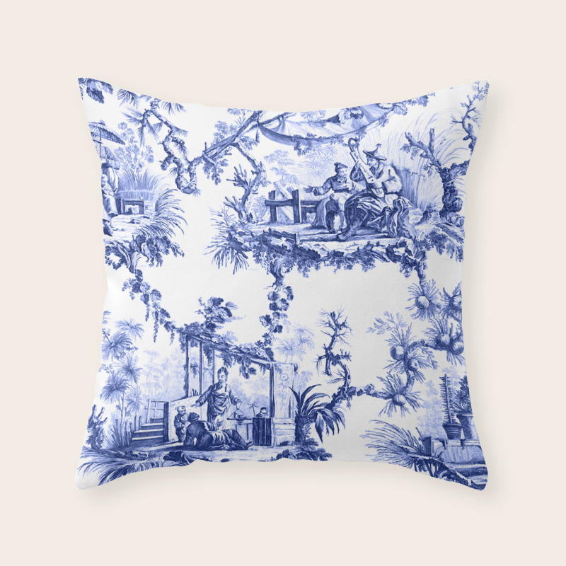 Blue Chinoiserie Toile Throw Pillow By Thechinoiseriepavillion