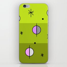 Retro Space Age Planets Stars Chartreuse iPhone Skin