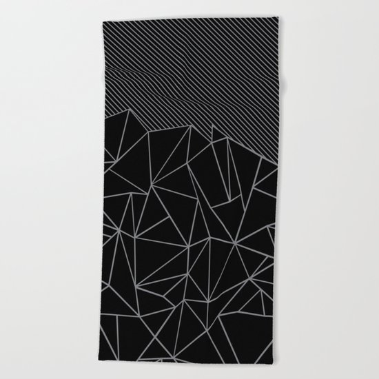 Ab Lines 45 Grey and Black Beach Towel