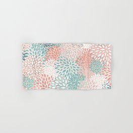 Modern Floral Prints, Coral Teal and Green Hand & Bath Towel