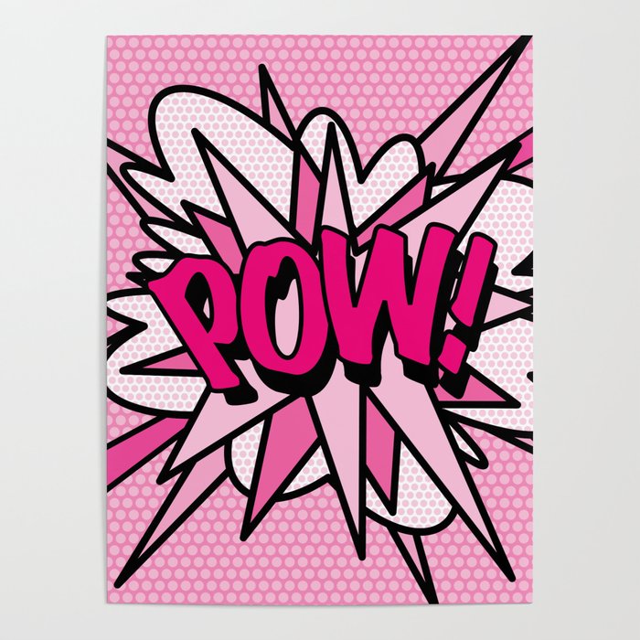 POW Pink Comic Book Pop Art Modern Fun Typography Lichtenstein Poster