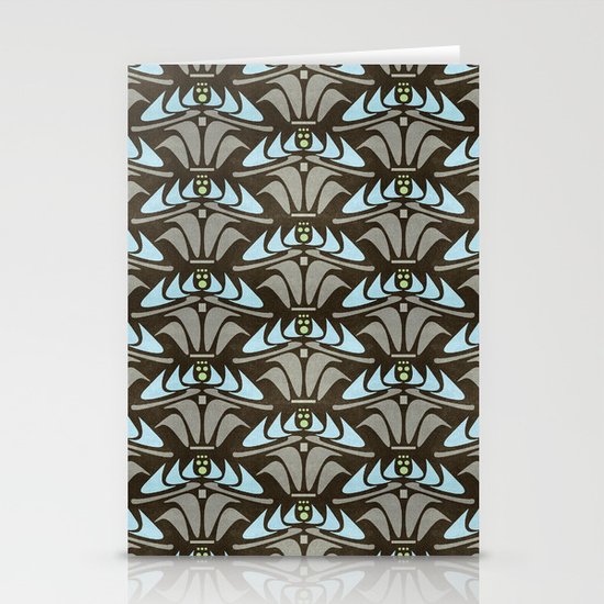 Blue - Arts and Crafts Inspired Stylized Floral Pattern - Susan Weller Stationery Cards