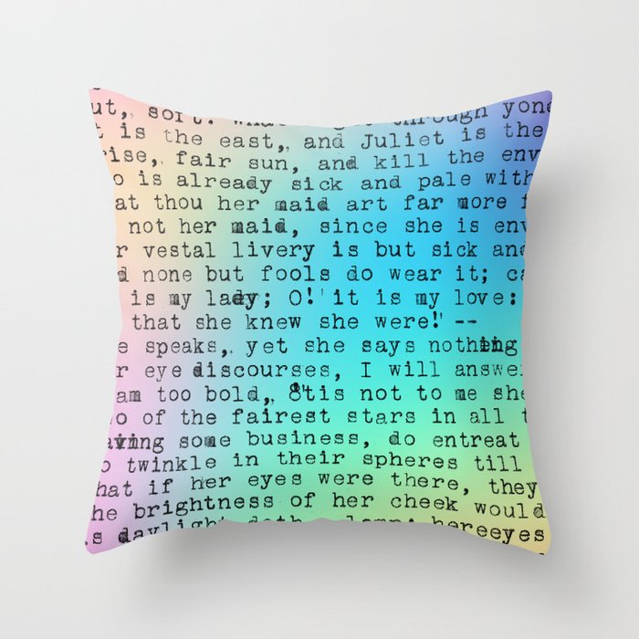 Pastel Rainbow Shakespeare! Throw Pillow