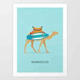 Board transport in Morocco Art Print | Graphicdesign, Morocco, Vector, Camel, Surfer, Surfing, Aztek, Arabic, Transport, Dromedary 