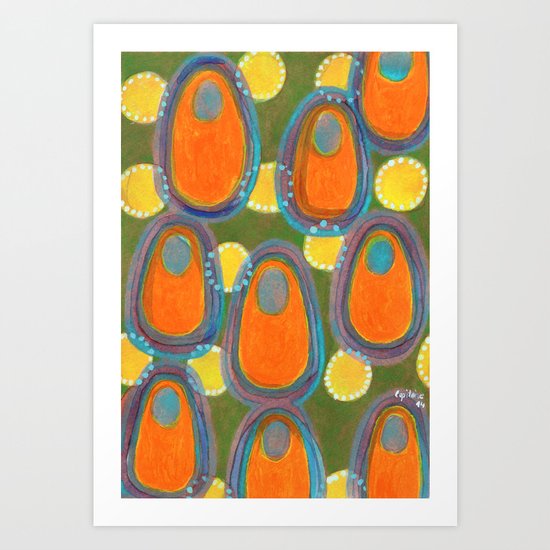 Red Eggs with Blue Fillings Art Print
