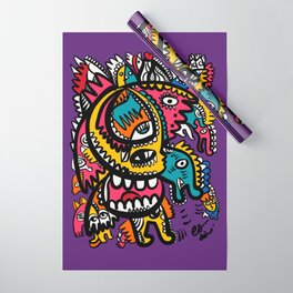 Aztec Magic Creatures Graffiti Street Art by Emmanuel Signorino Wrapping Paper