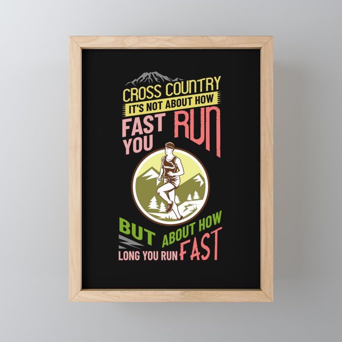 Cross Country Running Coach Training XC Run Race Framed Mini Art Print