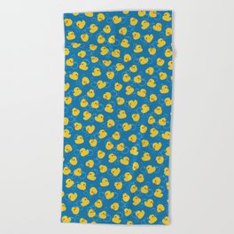 Yellow Toy Duck With Bubbles Beach Towel