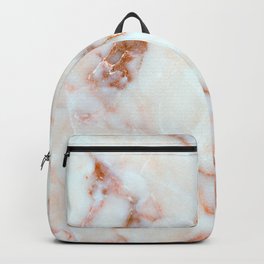 Feminine Carrara Marble with Burnt Coral Accent (x 2021) Backpack | White Marble, Gemstone, Veinings, Agate, Photo, Carrara Marble, Grey Marble, Digital, Geode, Feminine 