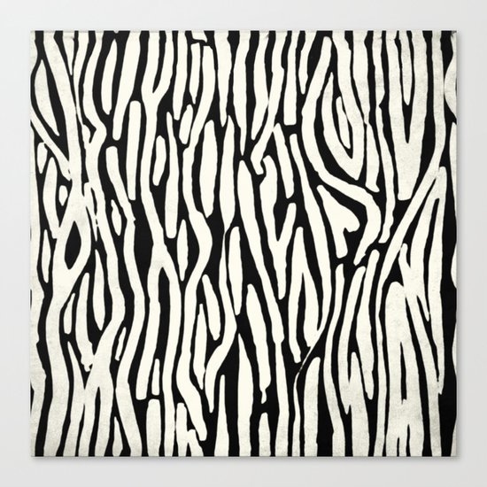 Zebra Stripes Tribal Black and Cream Canvas Print