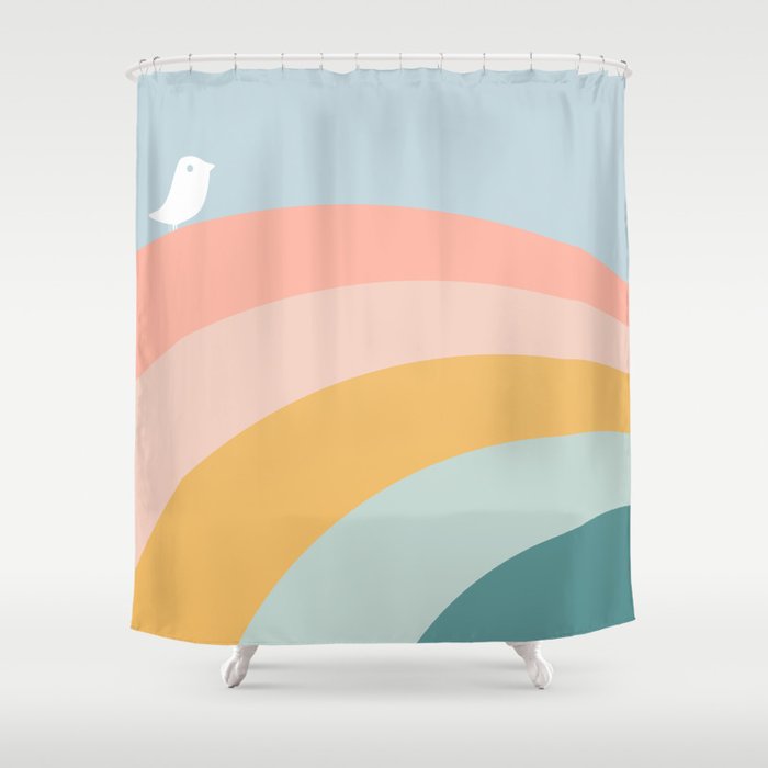 boho rainbow in soft & trendy colors, minimalism Shower Curtain