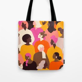 Female diverse faces pink Tote Bag