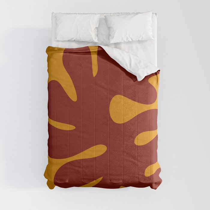 Red rooster Matisse cut-out on mustard Comforter