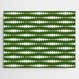 Green and White Geometric Horizontal Striped Pattern Jigsaw Puzzle