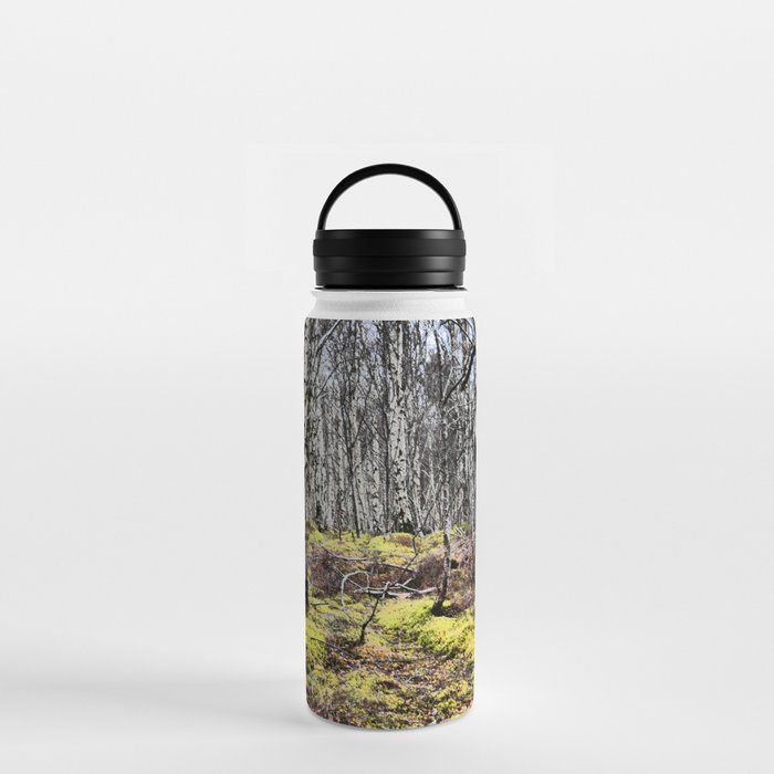 Spring Birch Tree Woodland in the Scottish Highlands in I Art  Water Bottle