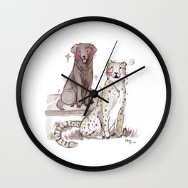 Moose and Donni Wall Clock | Ink, Watercolor, Cincinnatizoo, Cheetah, Bigcat, Inktober, Dog, Cheetahencounter, Black And White, Painting 