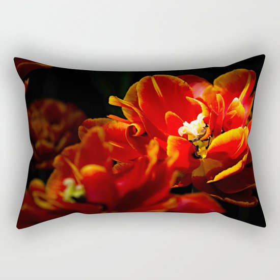 Red tulips dark background Rectangular Pillow