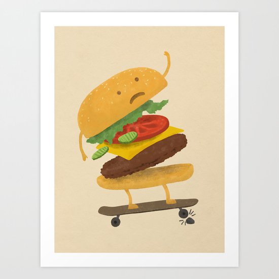 Burger Wipe-out Art Print