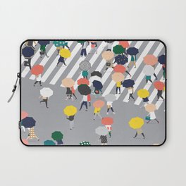 Crossing The Street on a Rainy Day - Grey Laptop Sleeve