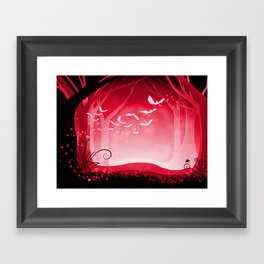 Dark Forest at Dawn in Ruby Framed Art Print