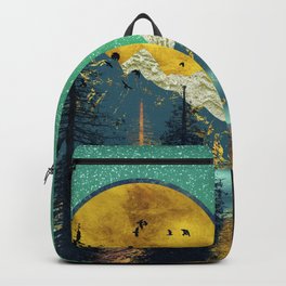 The blue golden mountains by sunset Backpack