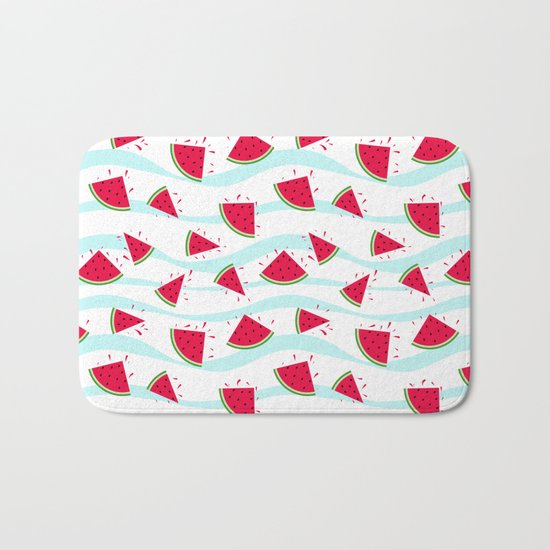 Watermelon pattern . Retro . Bath Mat
