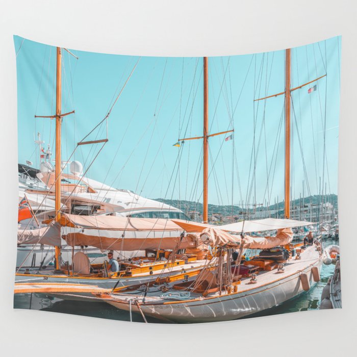 Luxurious Yachts And Boats In Cannes, Travel Print, Cannes Harbor And Port, French Riviera, Mediterranean Sea, Luxury Living, Home Decor, Summer Holiday Wall Art Print, Yacht Poster Wall Tapestry