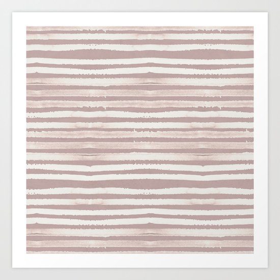 Simply Shibori Stripes Lunar Gray on Clay Pink Art Print
