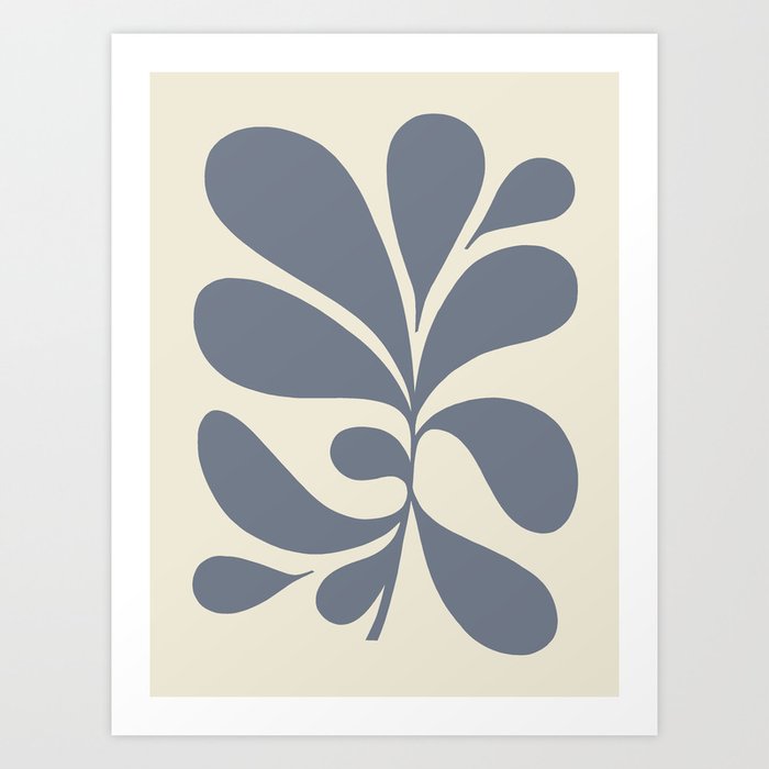 Maxi Botanical Blue on Beige Set 3.1 - Blue on Beige Art Print