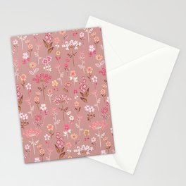 Dusty Rose Wildflowers Cottagecore Ditsy Floral Print Stationery Cards