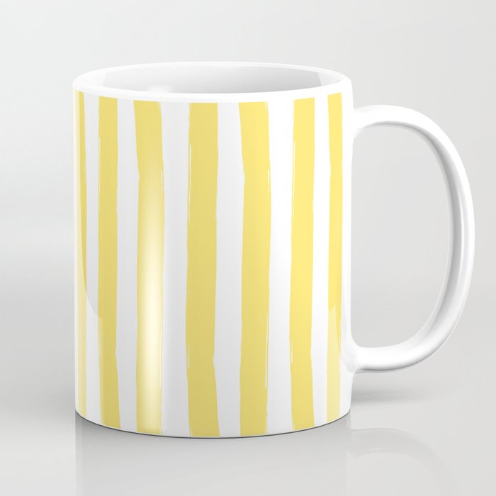 Yellow and White Cabana Stripes Palm Beach Preppy Coffee Mug