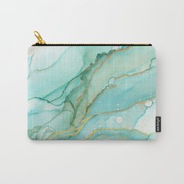 Magic Bloom Flowing Teal Blue Gold Carry-All Pouch