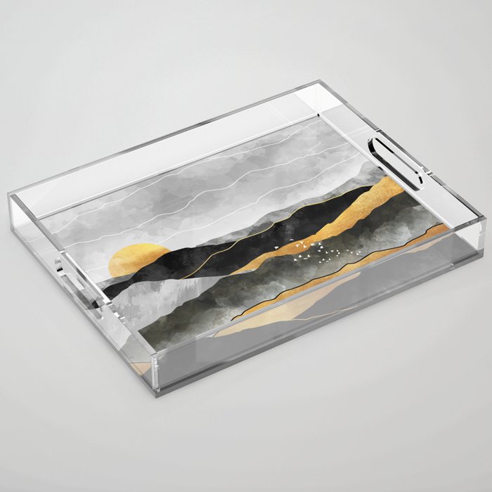 Gold and Grey Peaks Acrylic Tray