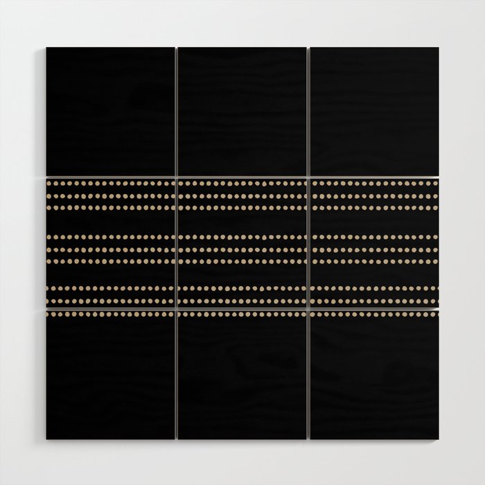 Black and Ivory Ethnic Spotted Striped Wood Wall Art