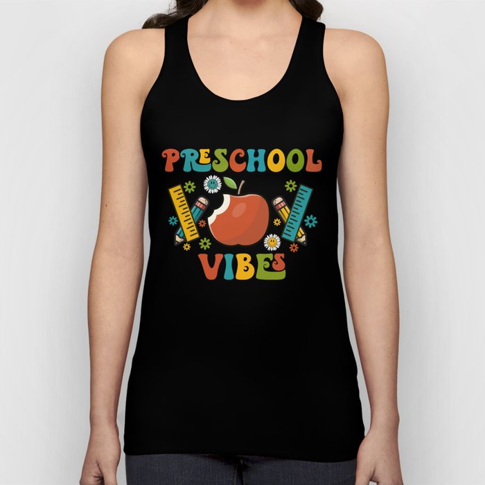 Preschool vibes school designs pencils Tank Top