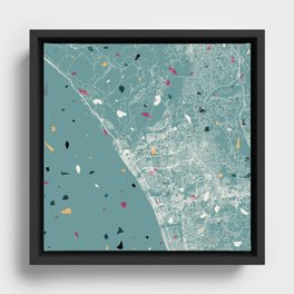 USA, Oceanside City Map Framed Canvas