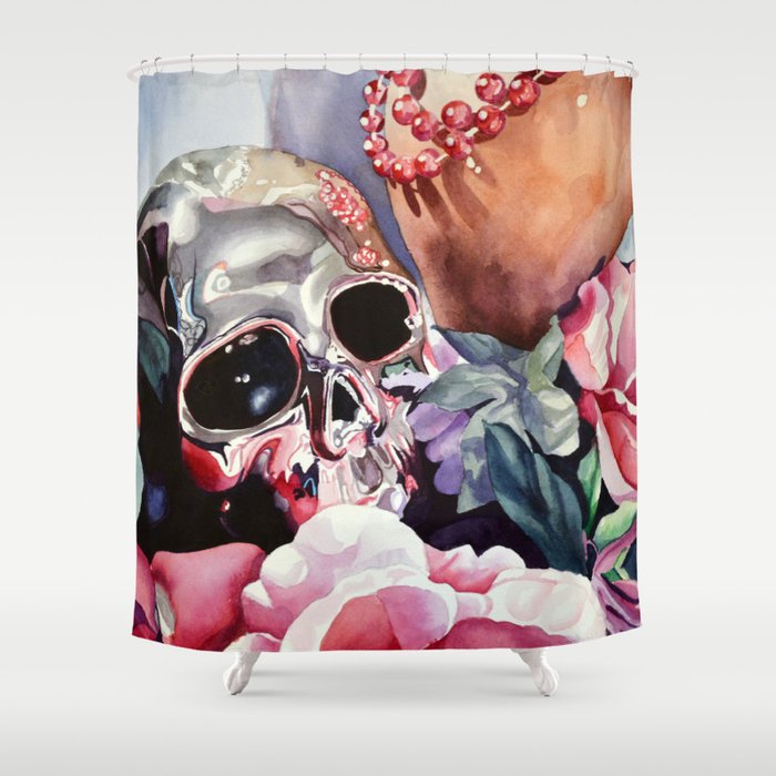 Skull and Roses Shower Curtain