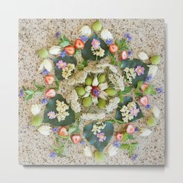 Nature Mandala: June Metal Print | Photo, Midsummer, Pacificnorthwest, Natural, Greenwalnuts, June, Rose, Strawberries, Earlysummer, Elderflower 