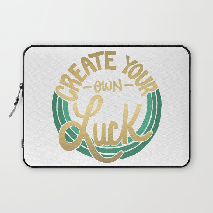 Create Your Own Luck with Gold and Green Laptop Sleeve