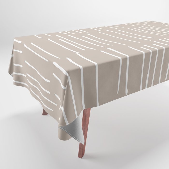 Abstract Stripes on Taupe Tablecloth