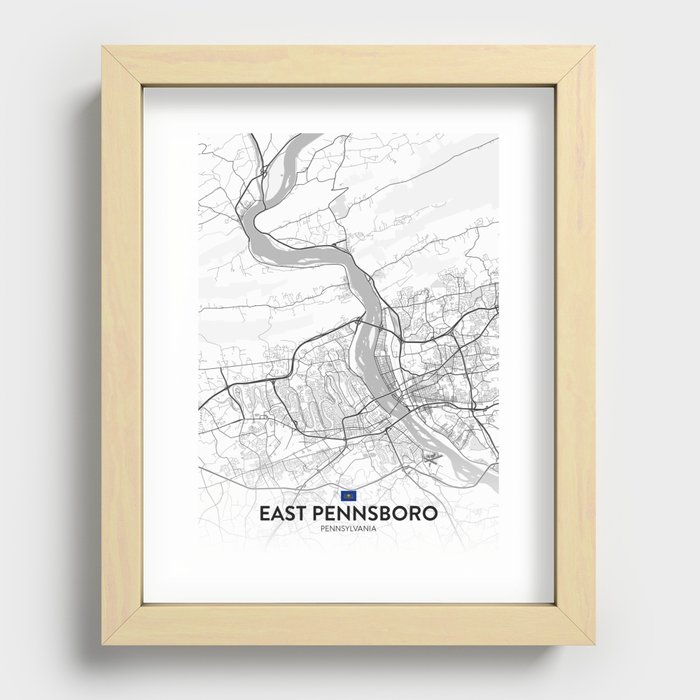 East Pennsboro, Pennsylvania, United States - Light City Map Recessed Framed Print