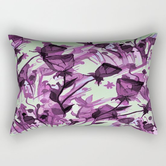 Painterly Graceful Flowing Flowers Rectangular Pillow