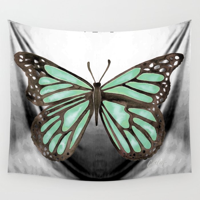Mint Butterfly Wall Tapestry