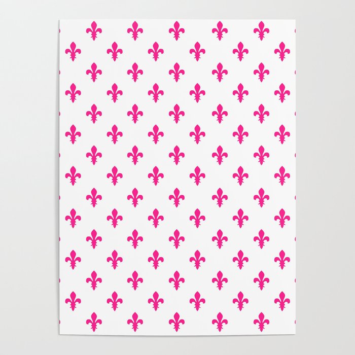 Fleur-de-Lis (Dark Pink & White Pattern) Poster