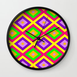Happy Colors Seamless Diamond Pattern Wall Clock