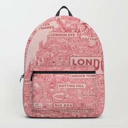 London map red detailed hand drawing Backpack | Red, Britain, Underground, London, Queen, Drawing, Uk, Building, Travel, British 