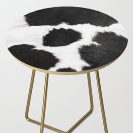 Black And White Farmhouse Cowhide Spots Side Table
