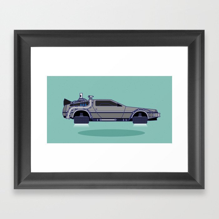 Flying Delorean Time Machine - Back to the future series Framed Art Print