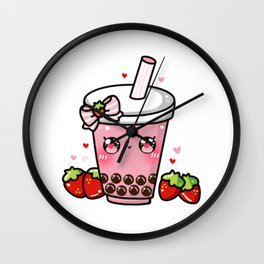 Strawberry Bubble Tea Wall Clock