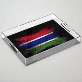 Gambia flag brush stroke, national flag Acrylic Tray